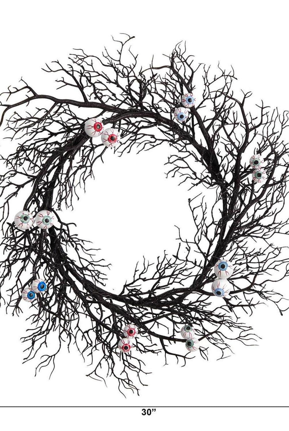 30" Halloween Gazing Eyeballs Twig Wreath