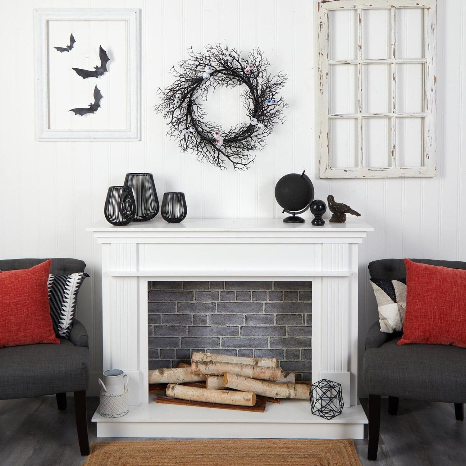 Shop For 30" Halloween Gazing Eyeballs Twig Wreath