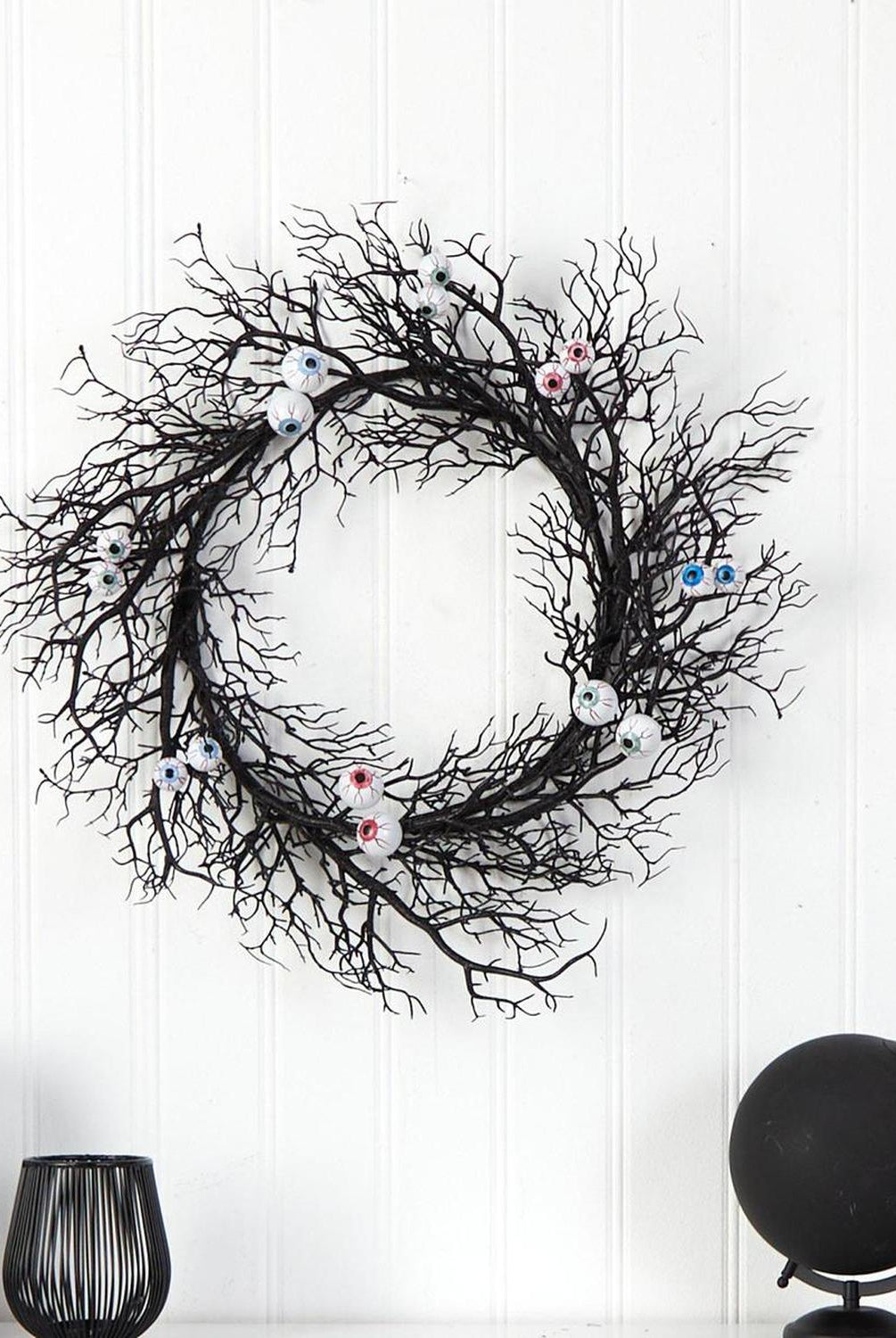 30" Halloween Gazing Eyeballs Twig Wreath