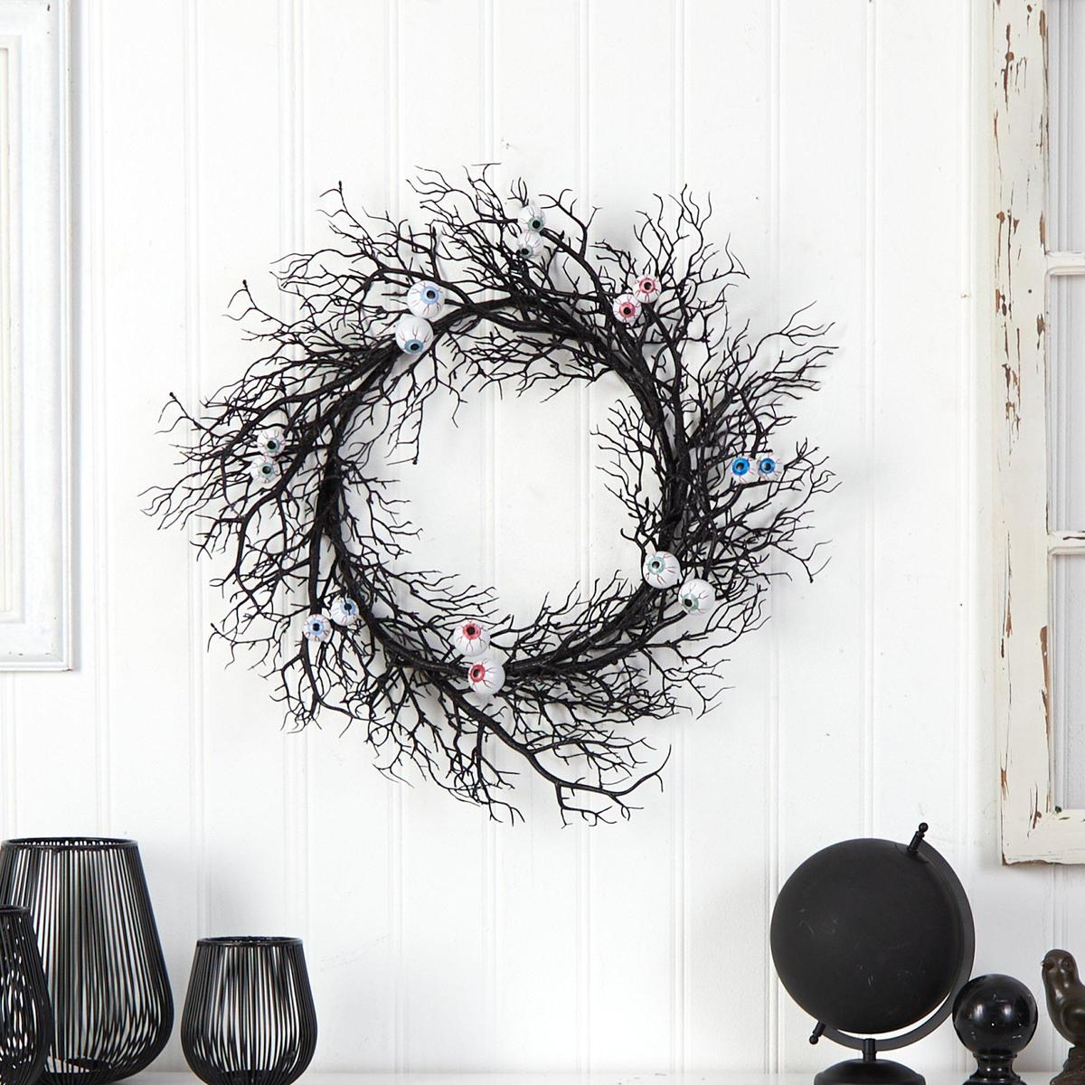 Shop For 30" Halloween Gazing Eyeballs Twig Wreath