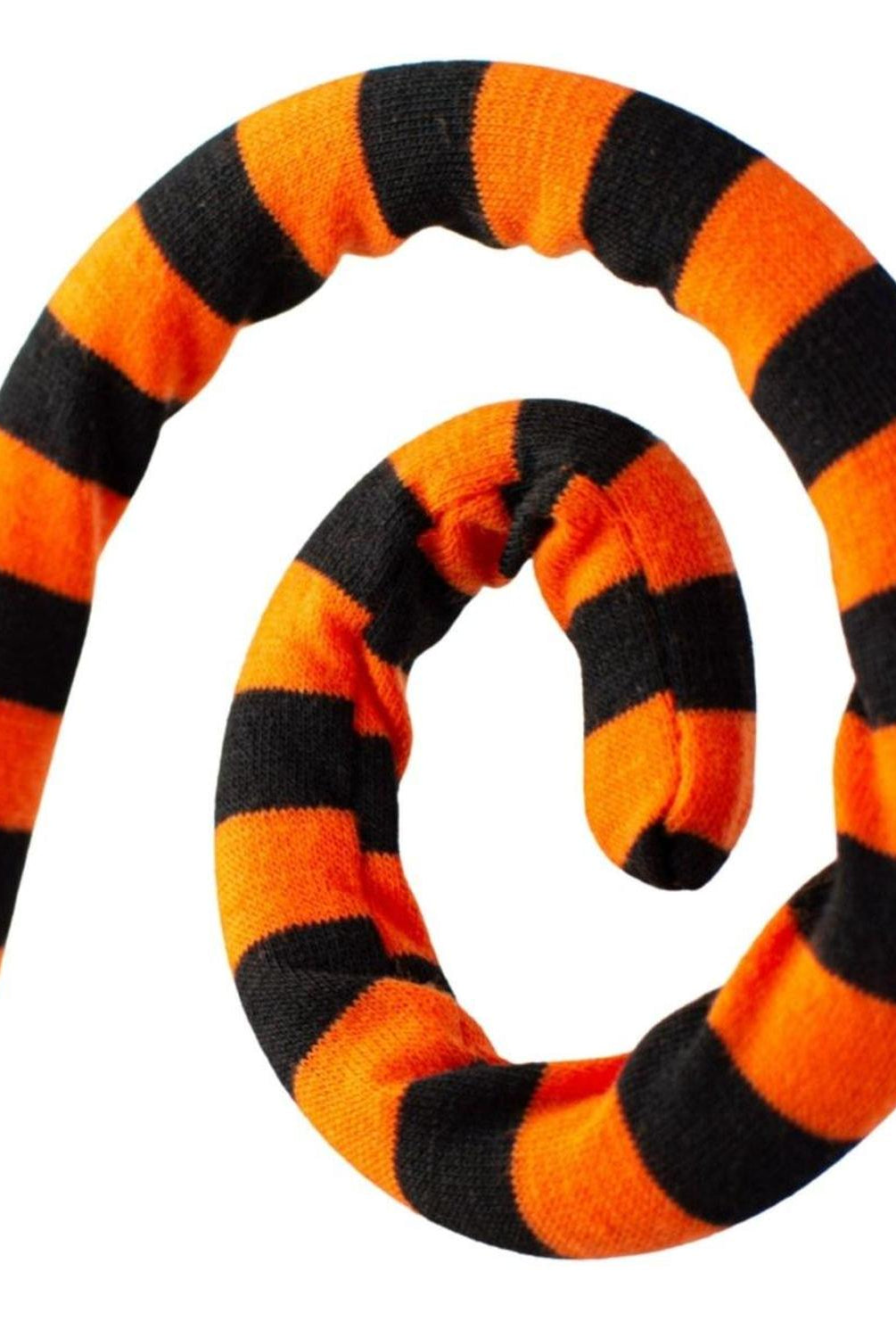 30" Knit Fabric Stripe Spiral Curly Spray: Orange & Black