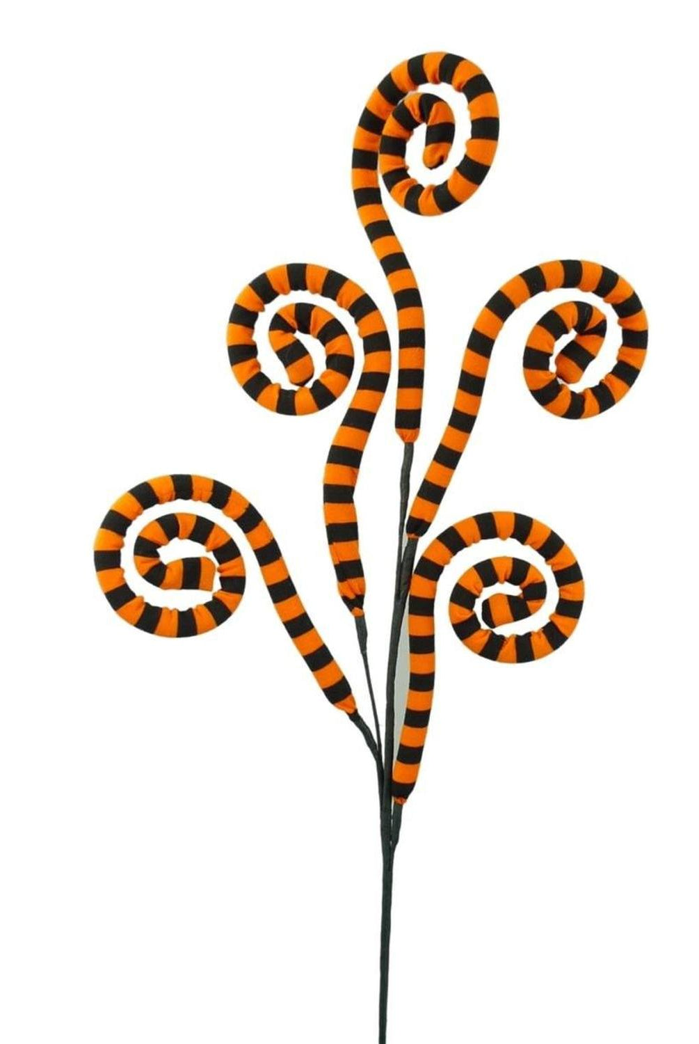 30" Knit Fabric Stripe Spiral Curly Spray: Orange & Black