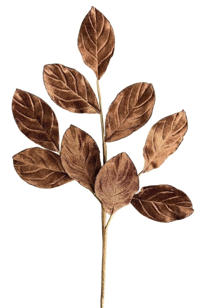 Shop For 30" Velvet Magnolia Leaves: Brown