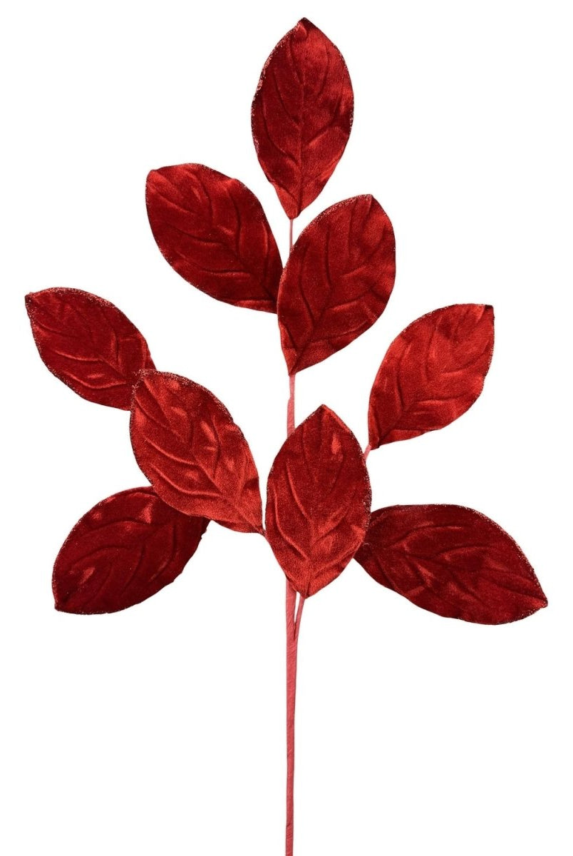 Shop For 30" Velvet Magnolia Leaves: Red