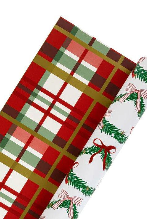 Shop For 30in Reversible Garland and Bows Plaid Wrapping Paper
