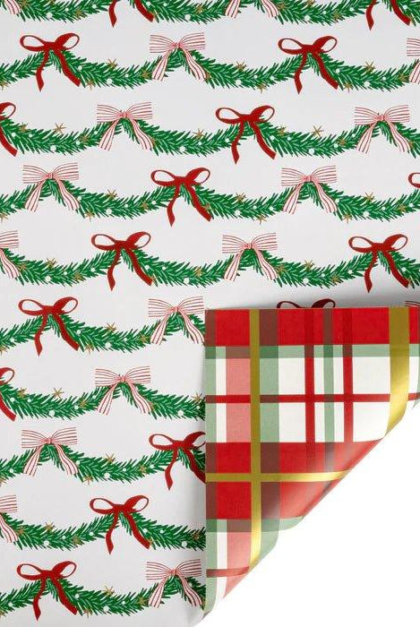 Shop For 30in Reversible Garland and Bows Plaid Wrapping Paper