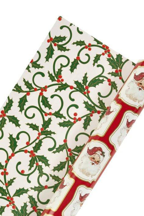 Shop For 30in Reversible Metallic Vintage Santa Paper: Red/Green