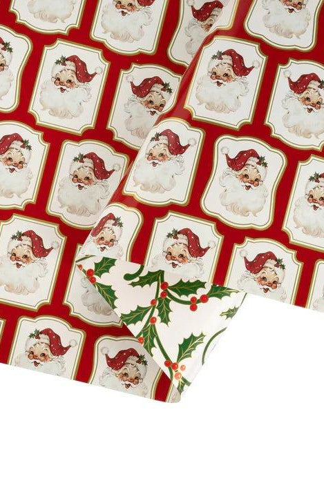 Shop For 30in Reversible Metallic Vintage Santa Paper: Red/Green