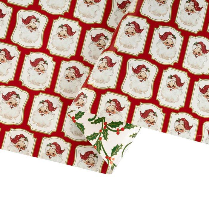 Shop For 30in Reversible Metallic Vintage Santa Paper: Red/Green