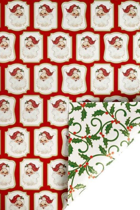 Shop For 30in Reversible Metallic Vintage Santa Paper: Red/Green