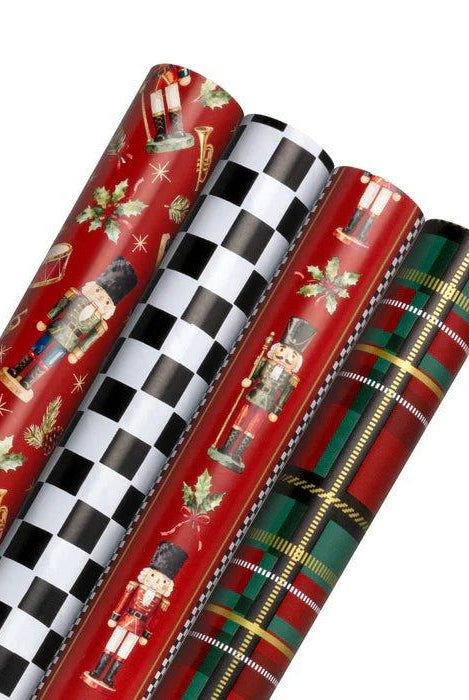 Shop For 30in Reversible Nutcracker Plaids and Checks Wrapping Paper