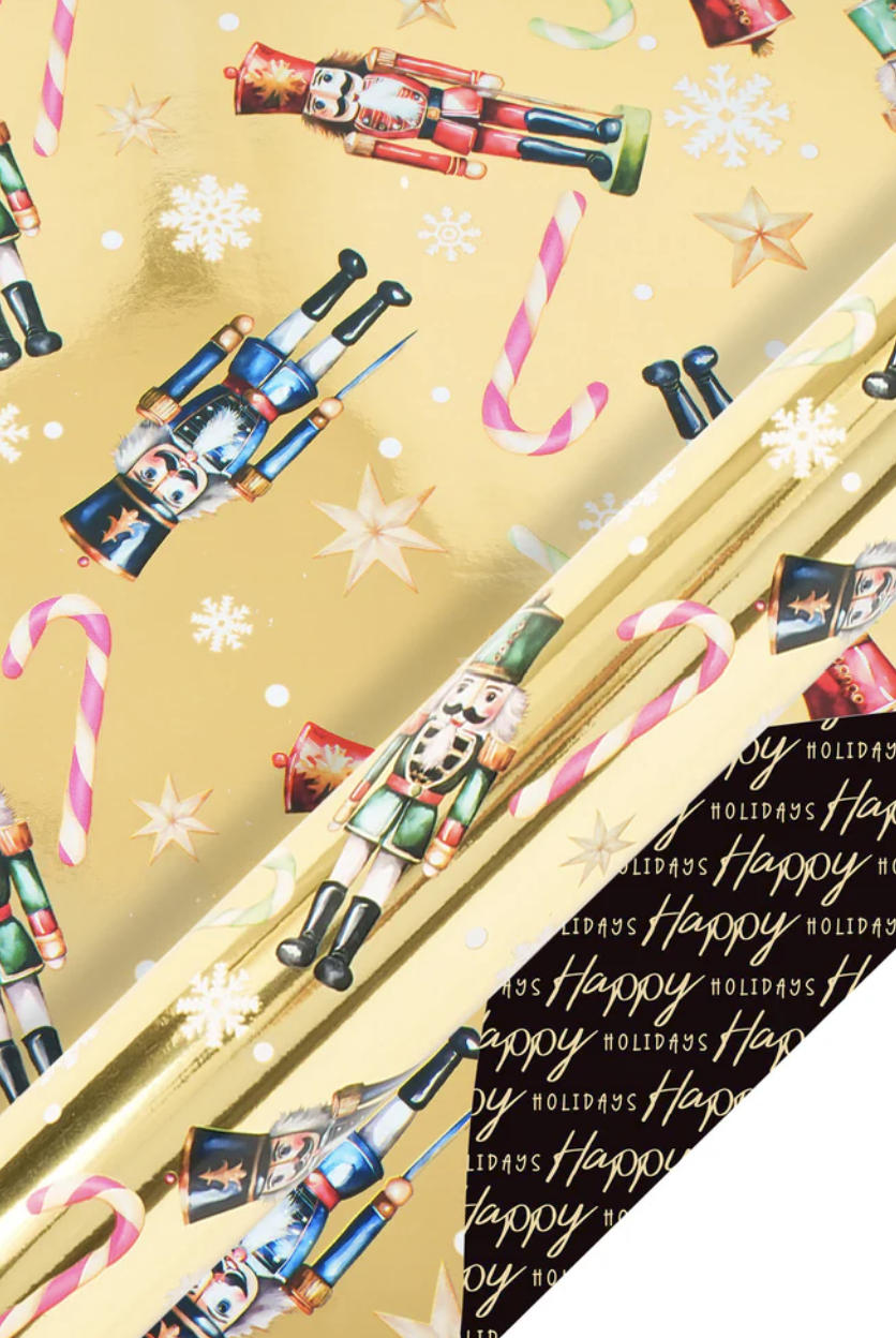 Shop For 30in Reversible Nutcracker Wrapping Paper: Gold