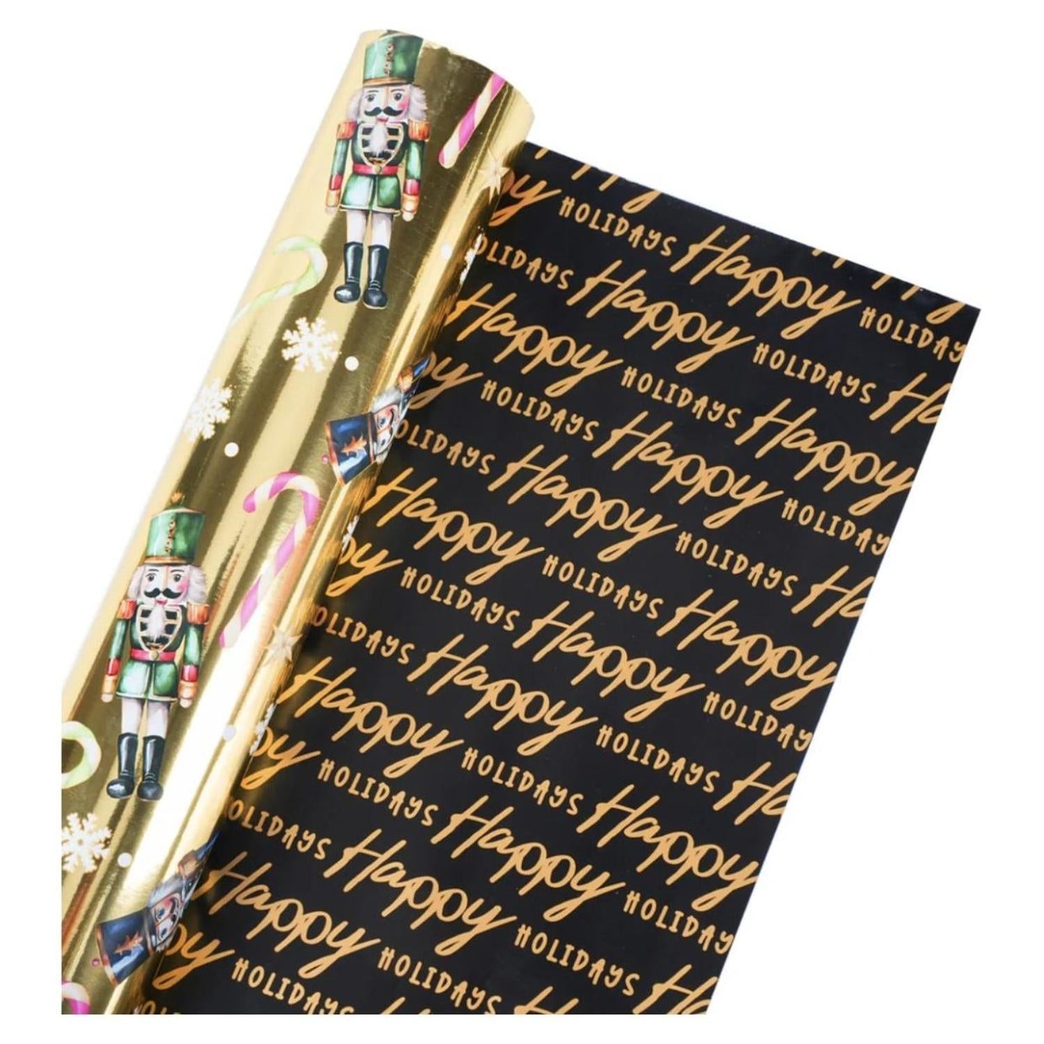 30in Reversible Nutcracker Wrapping Paper: Gold