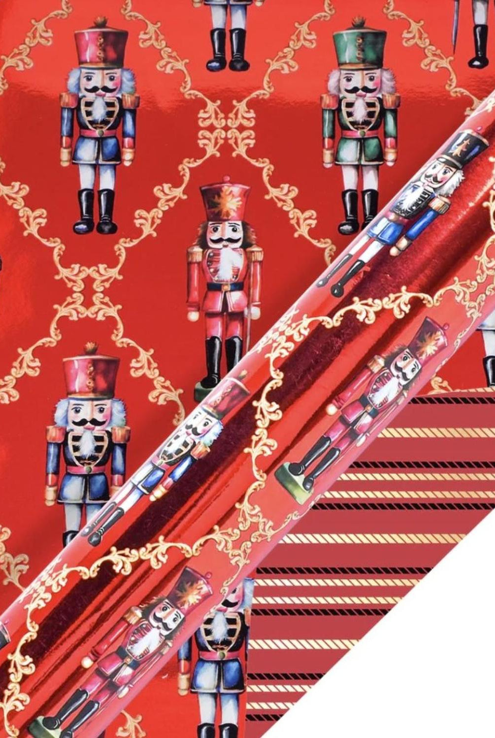30in Reversible Nutcracker Wrapping Paper: Red