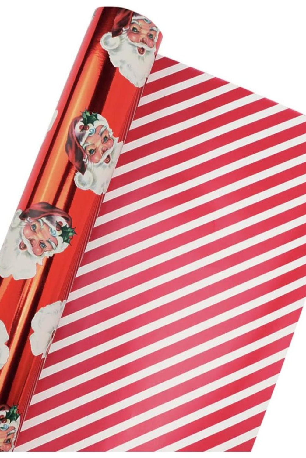 30in Reversible Santa Holiday Wrapping Paper: Red