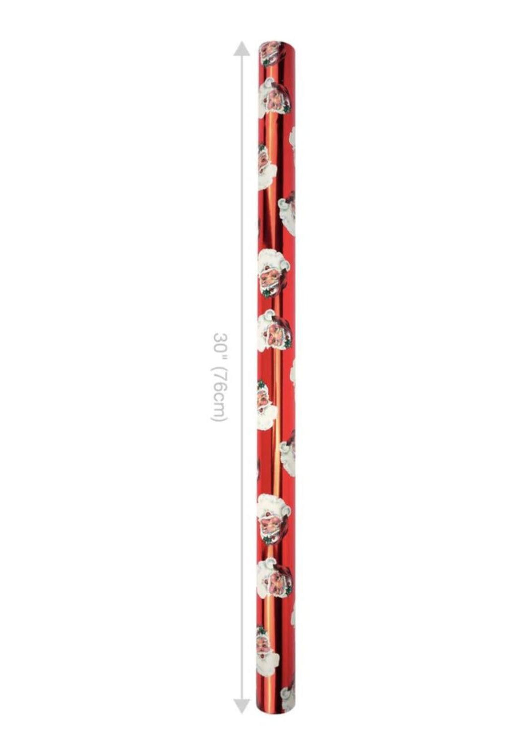 30in Reversible Santa Holiday Wrapping Paper: Red