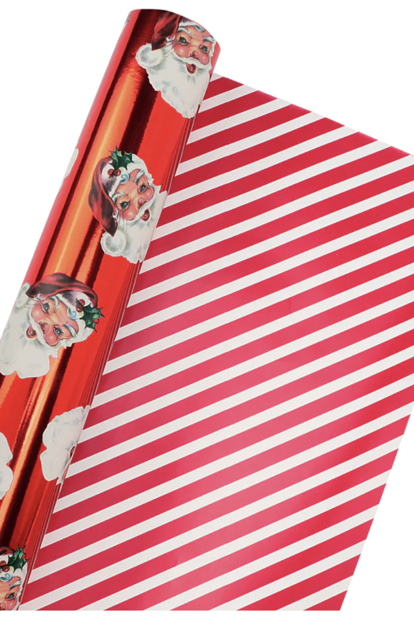 Shop For 30in Reversible Santa Holiday Wrapping Paper: Red
