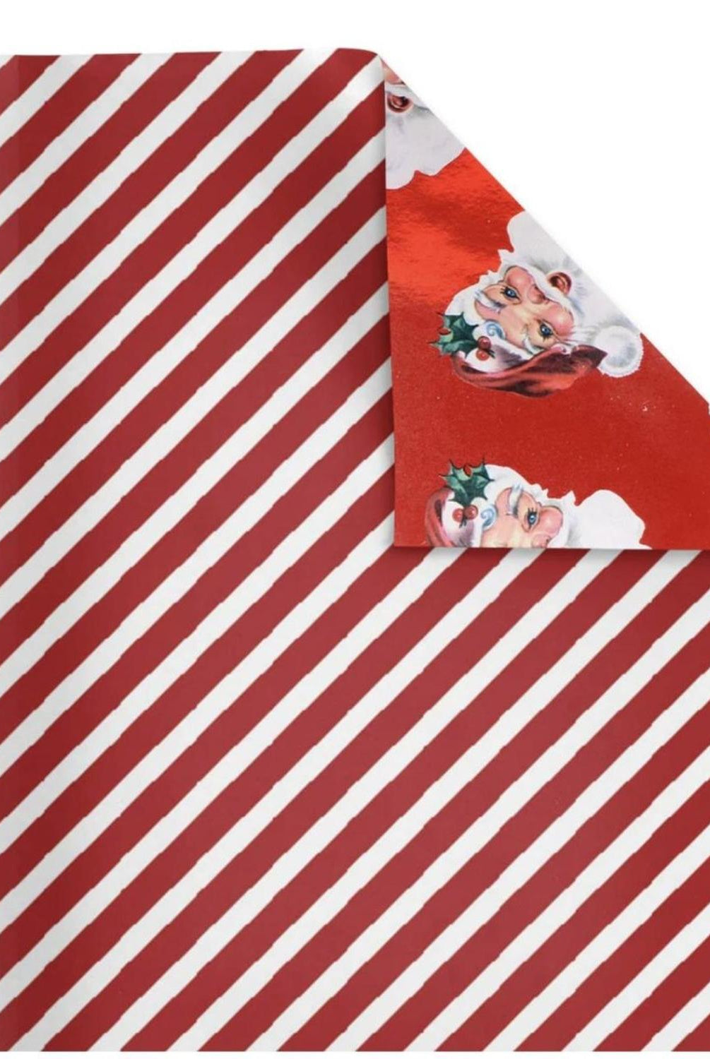 30in Reversible Santa Holiday Wrapping Paper: Red
