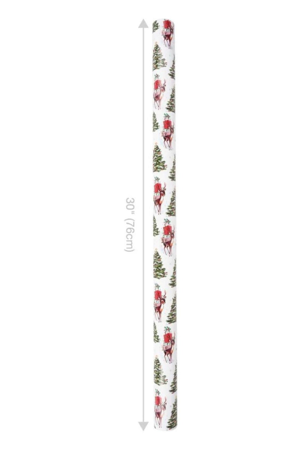 30in Reversible Trees Deer Wrapping Paper: Green
