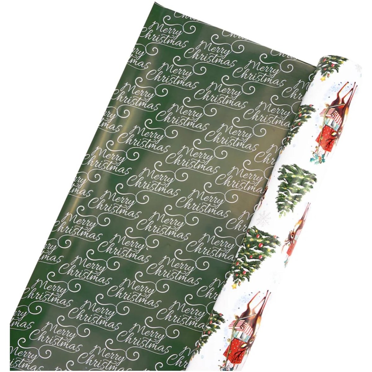 Shop For 30in Reversible Trees Deer Wrapping Paper: Green