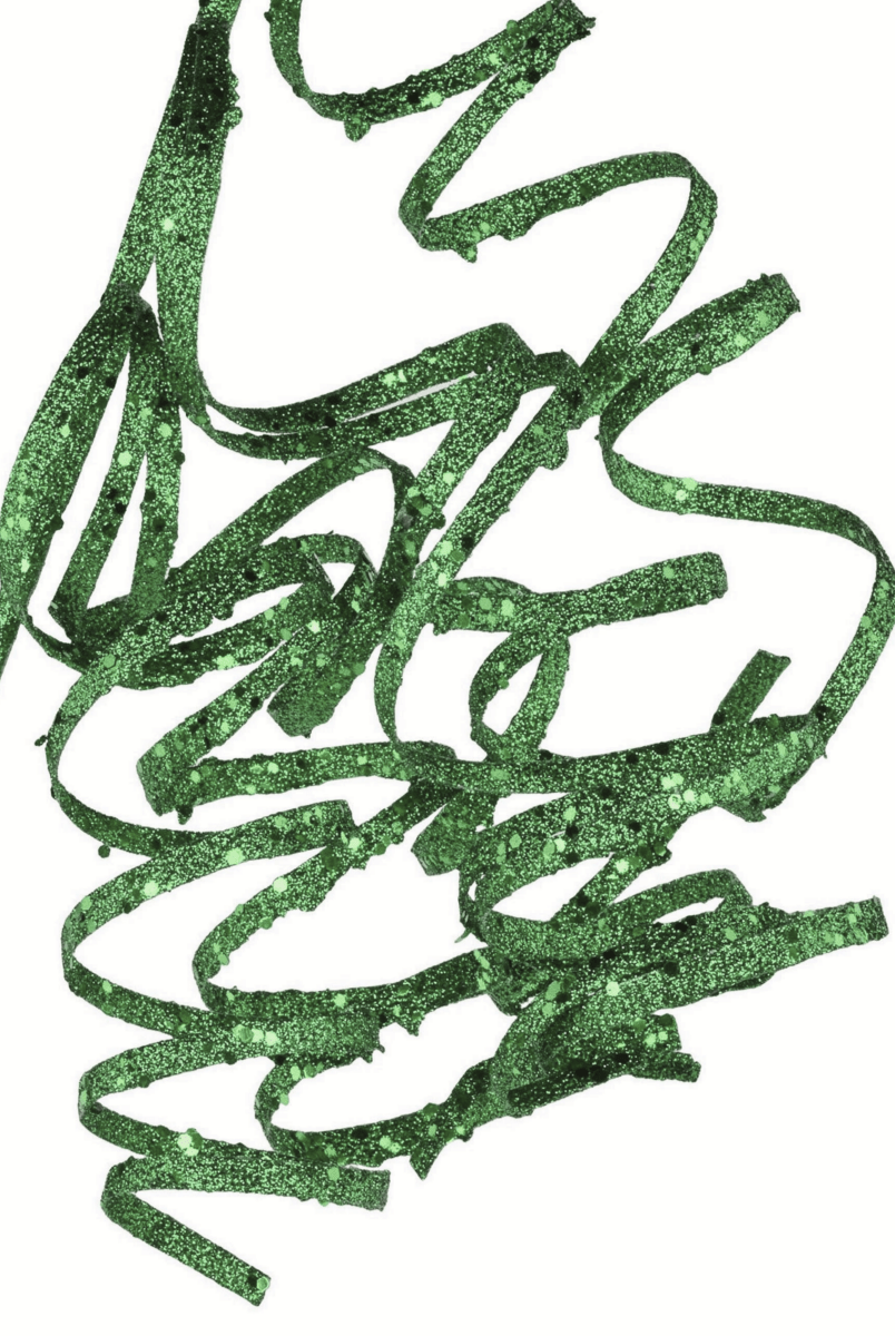 Shop For 31" Curly Glitter Ribbon Spray: Emerald Green