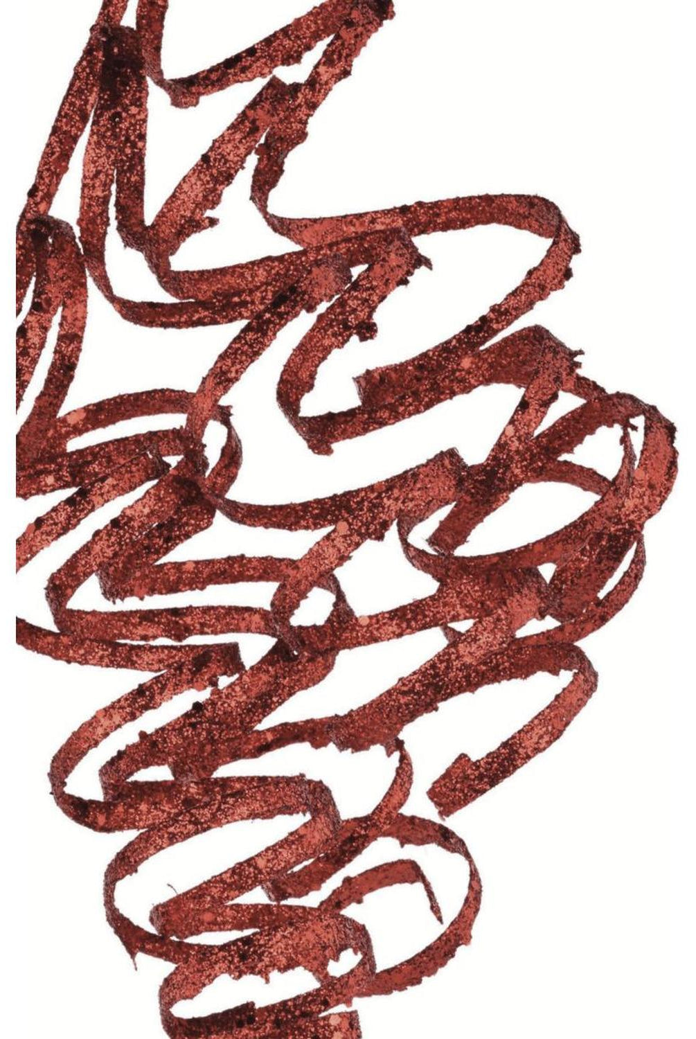 31" Curly Glitter Ribbon Spray: Red