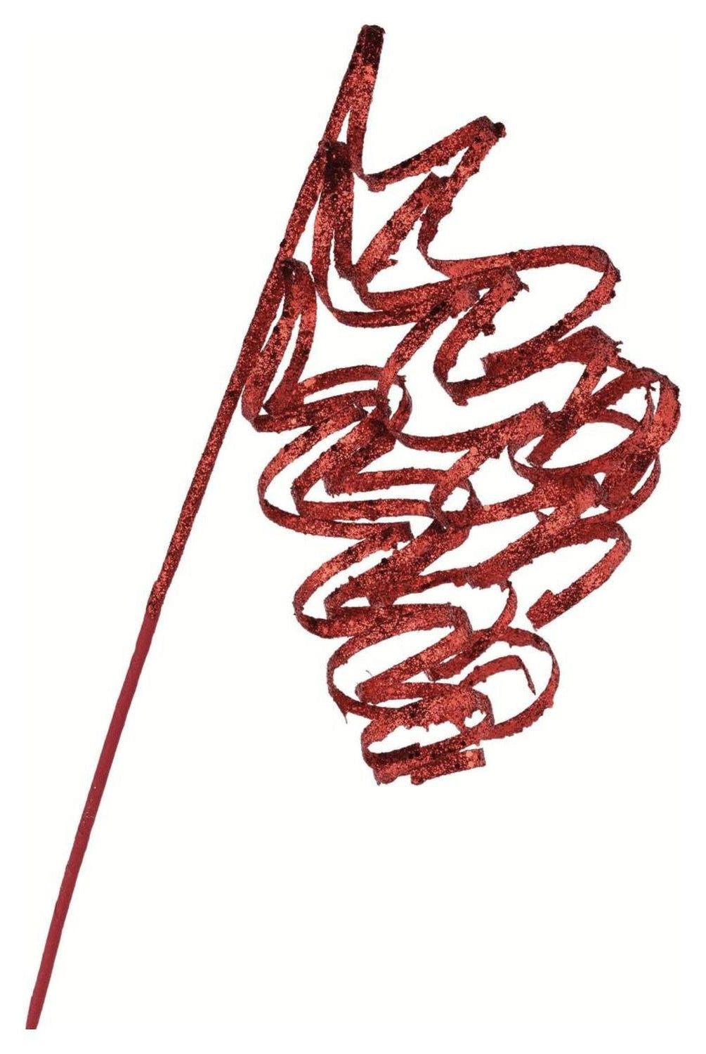 31" Curly Glitter Ribbon Spray: Red