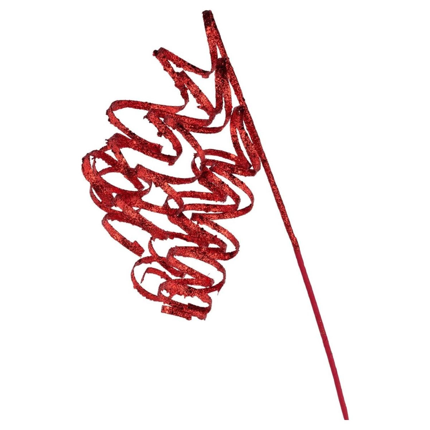 Shop For 31" Curly Glitter Ribbon Spray: Red