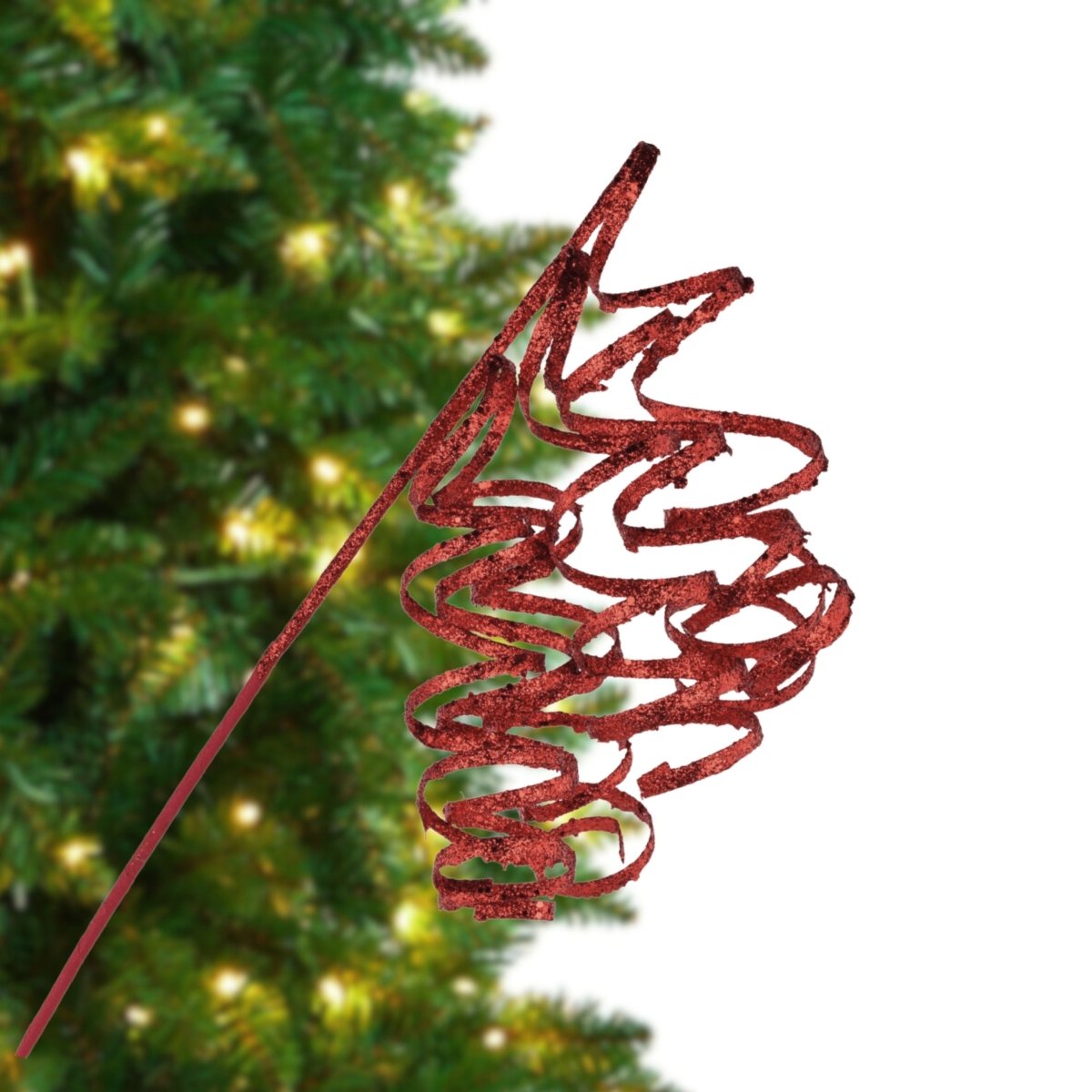 Shop For 31" Curly Glitter Ribbon Spray: Red