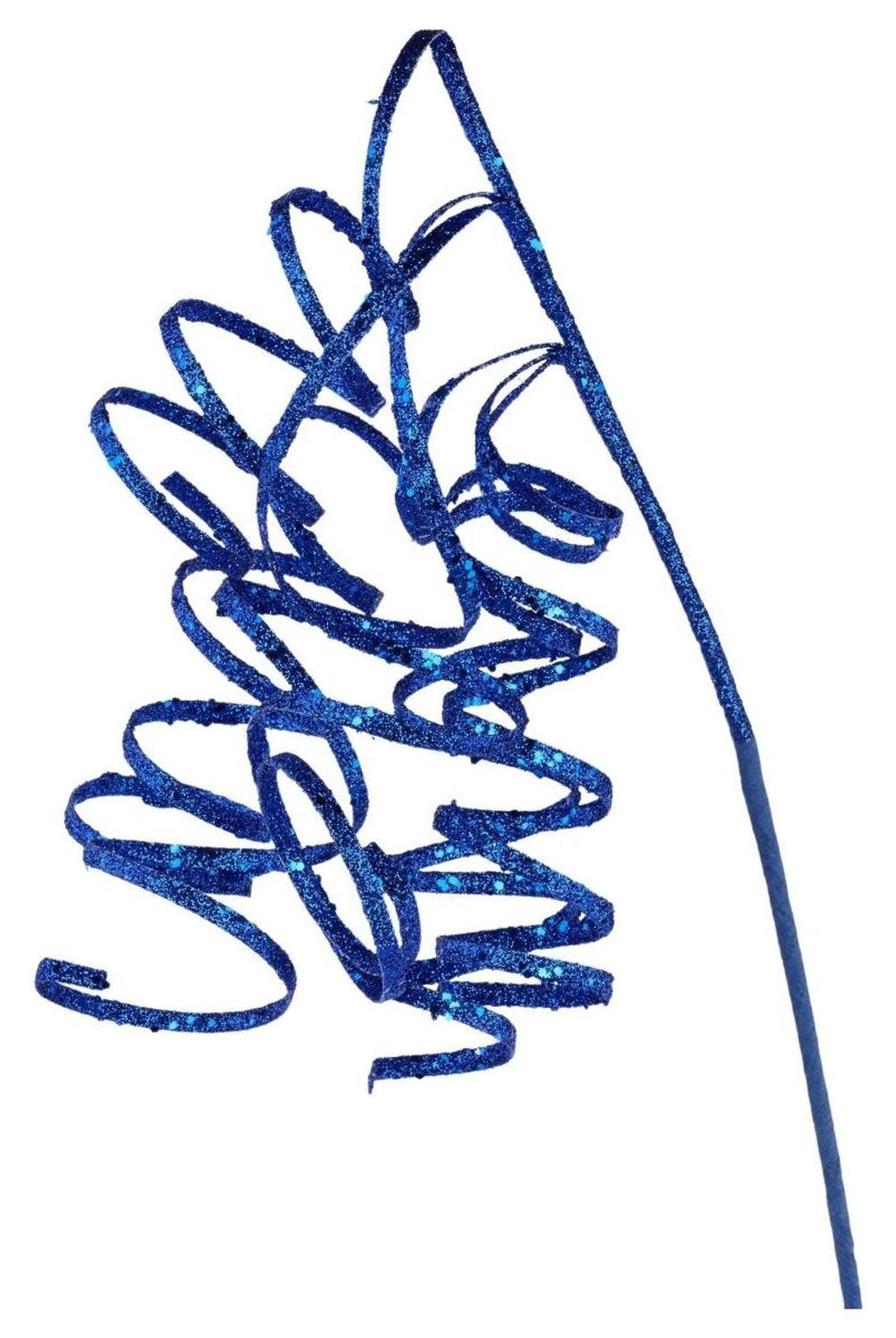 31" Curly Glitter Ribbon Spray: Royal Blue