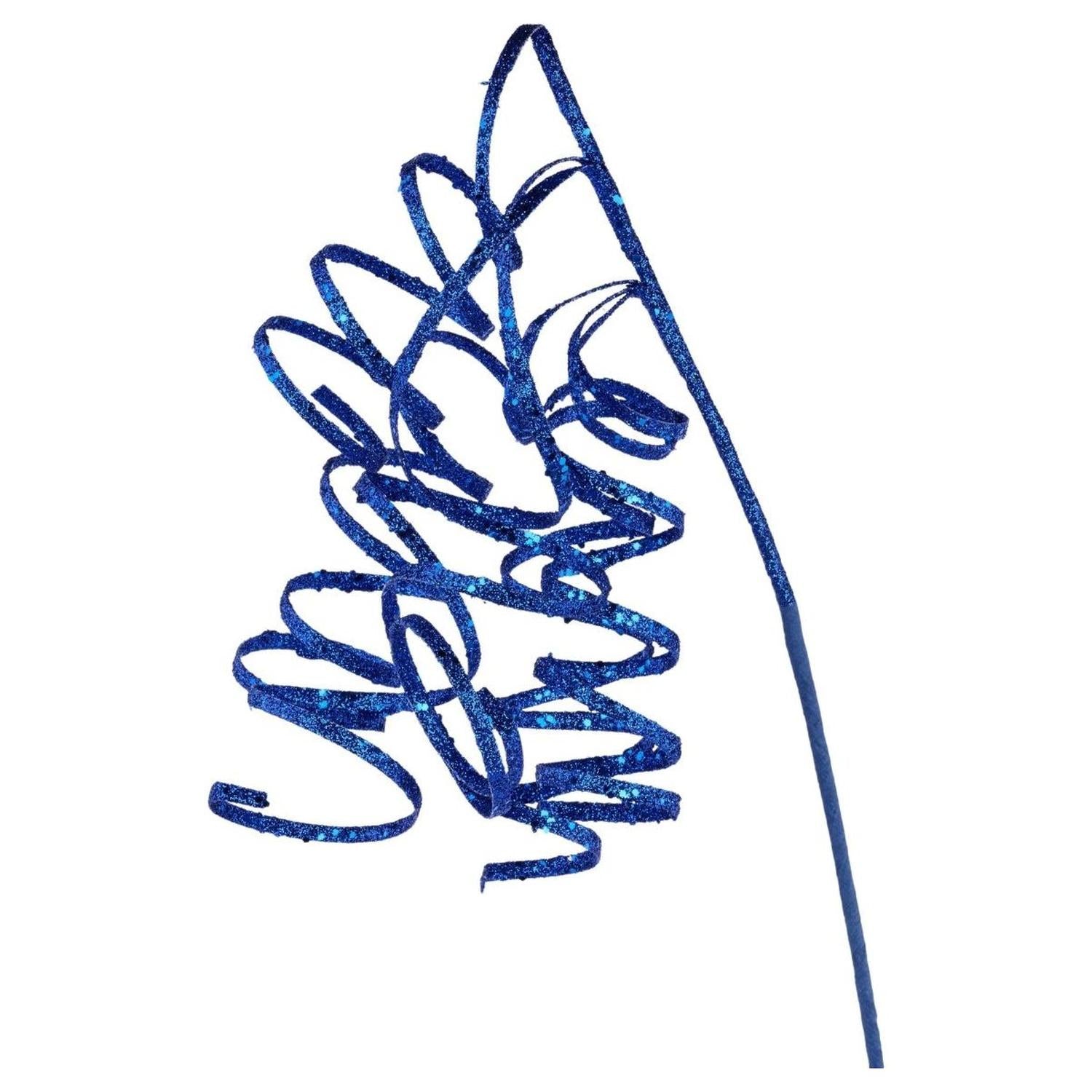Shop For 31" Curly Glitter Ribbon Spray: Royal Blue