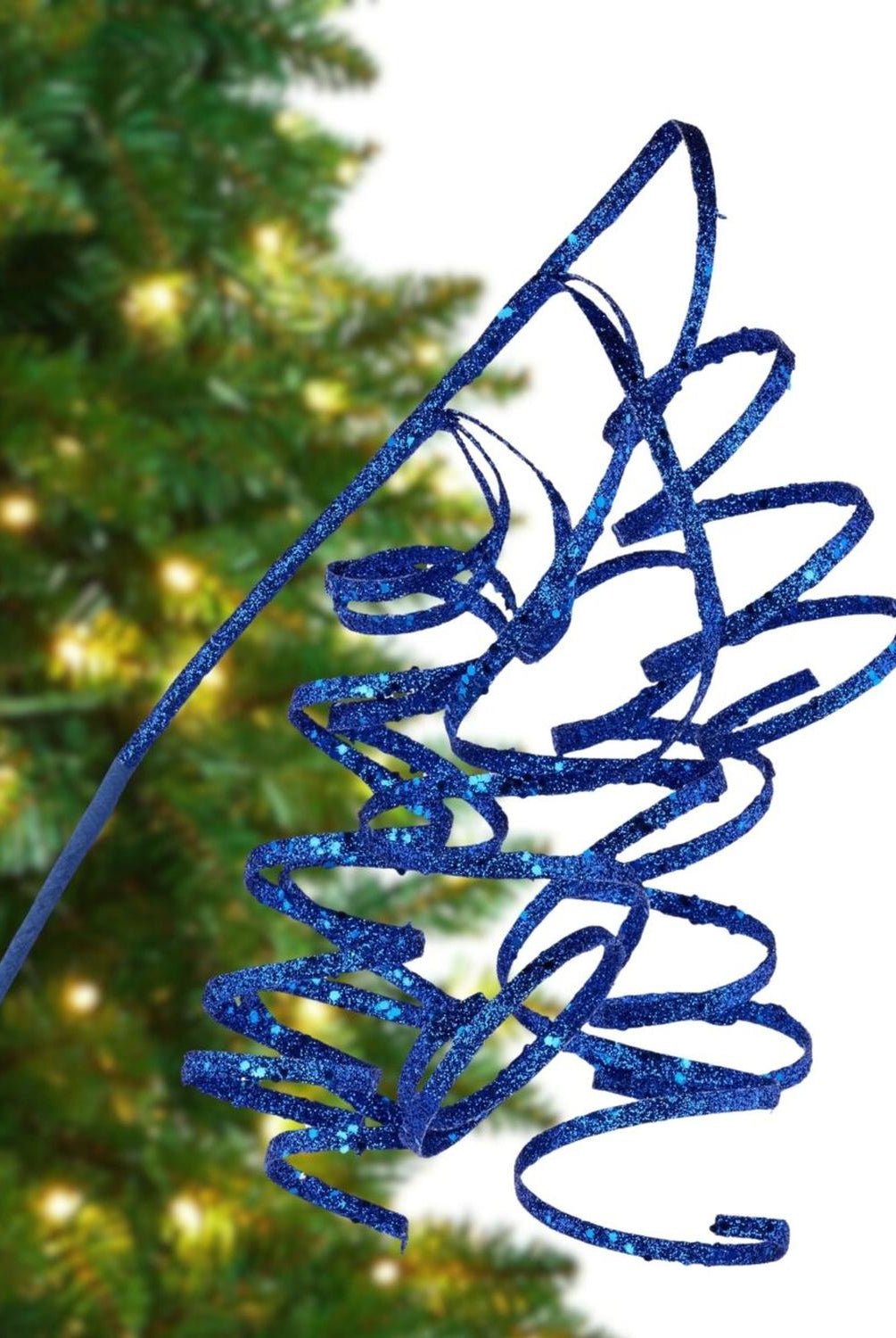 31" Curly Glitter Ribbon Spray: Royal Blue