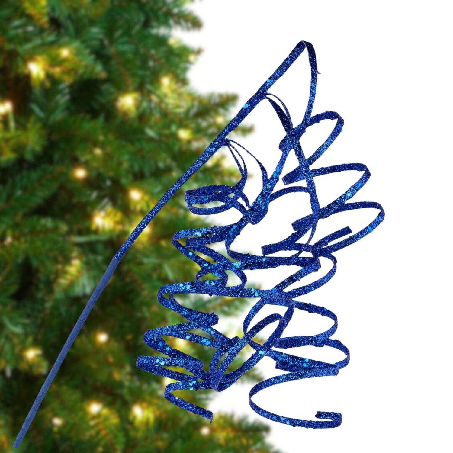 Shop For 31" Curly Glitter Ribbon Spray: Royal Blue