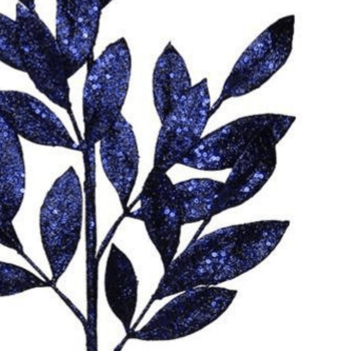 Shop For 31" Glitter Bay Leaf Spray: Navy Blue