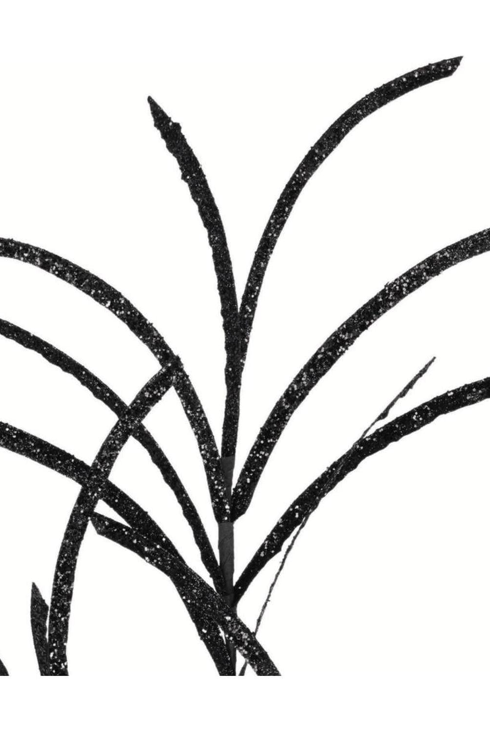 31" Glittered Paper Grass Spray: Black