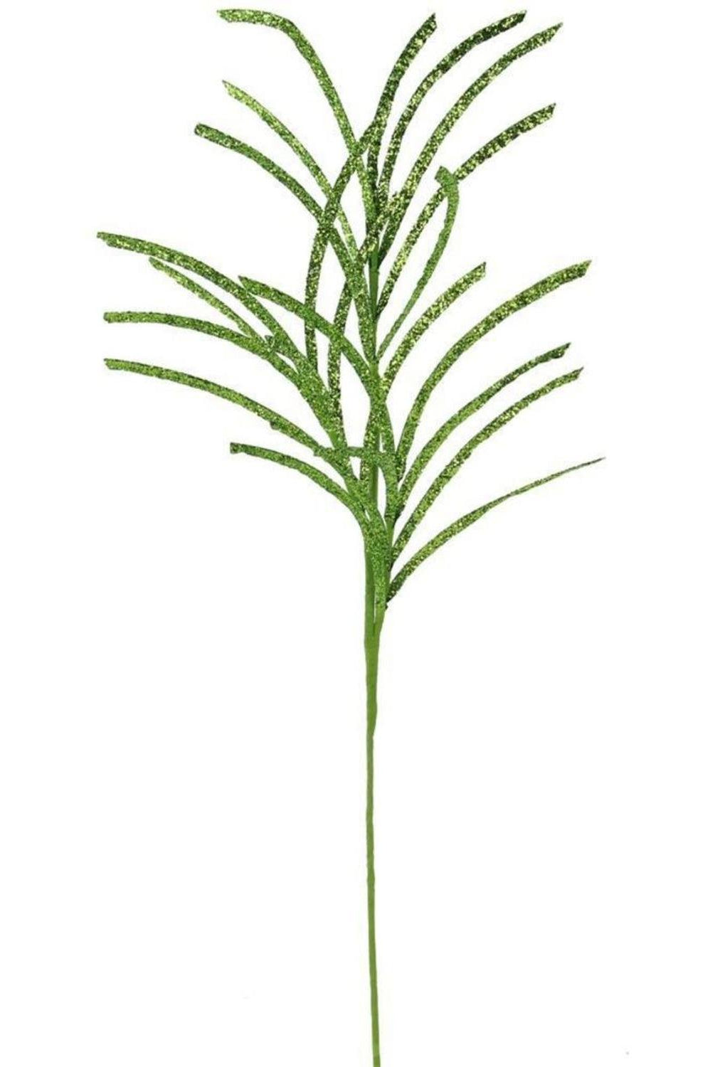 31" Glittered Paper Grass Spray: Lime Green