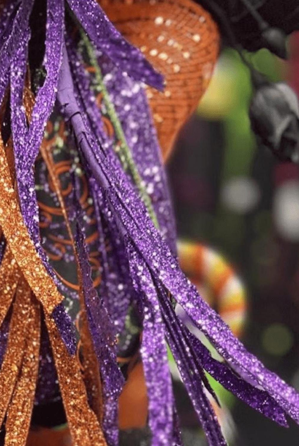 31" Glittered Paper Grass Spray: Purple