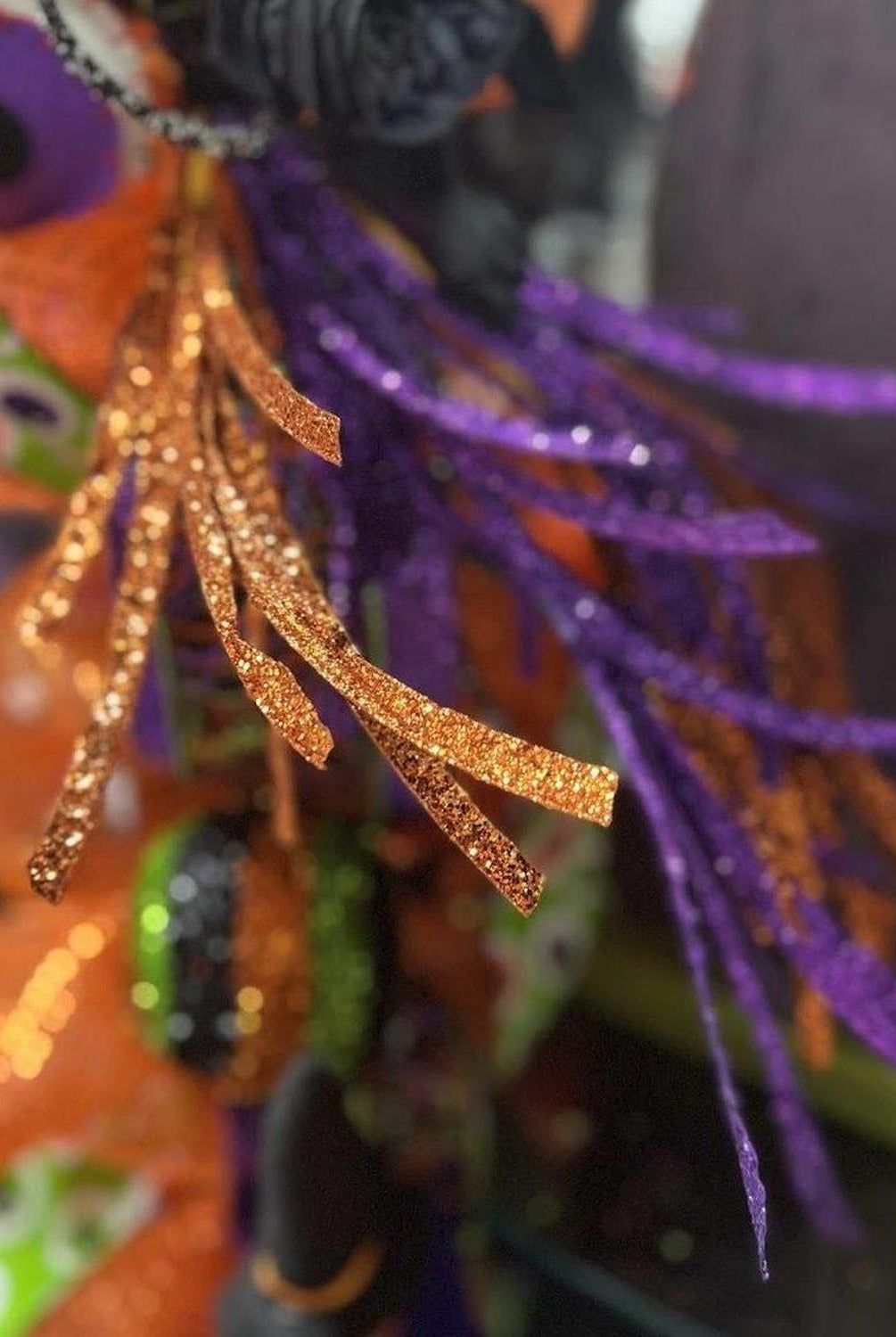 31" Glittered Paper Grass Spray: Purple