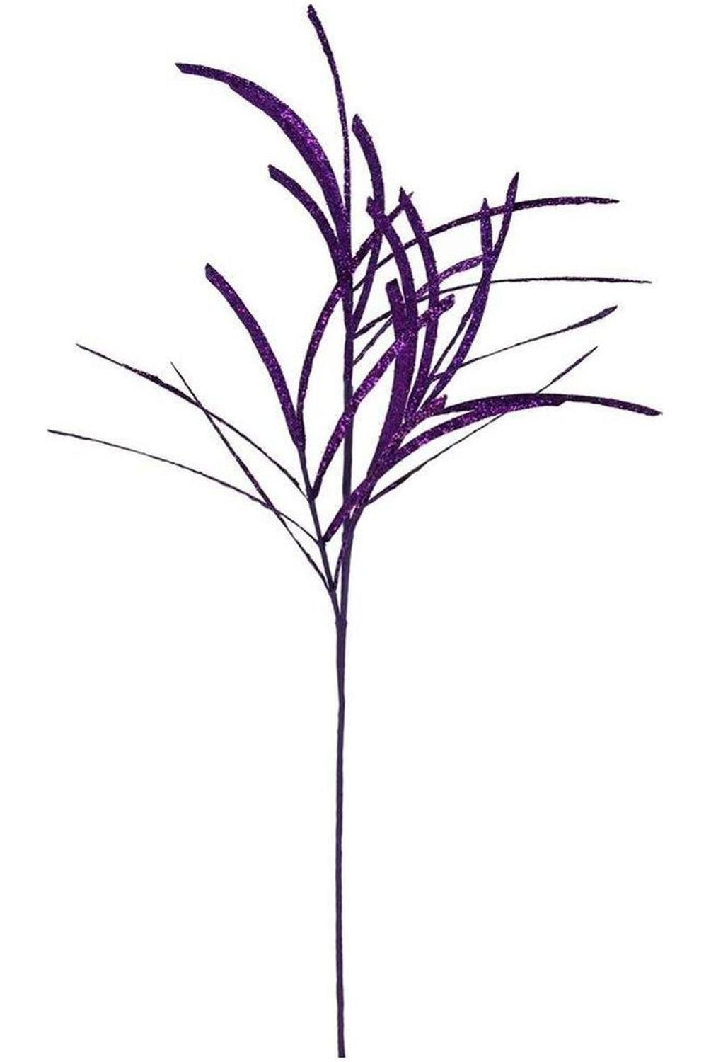 31" Glittered Paper Grass Spray: Purple