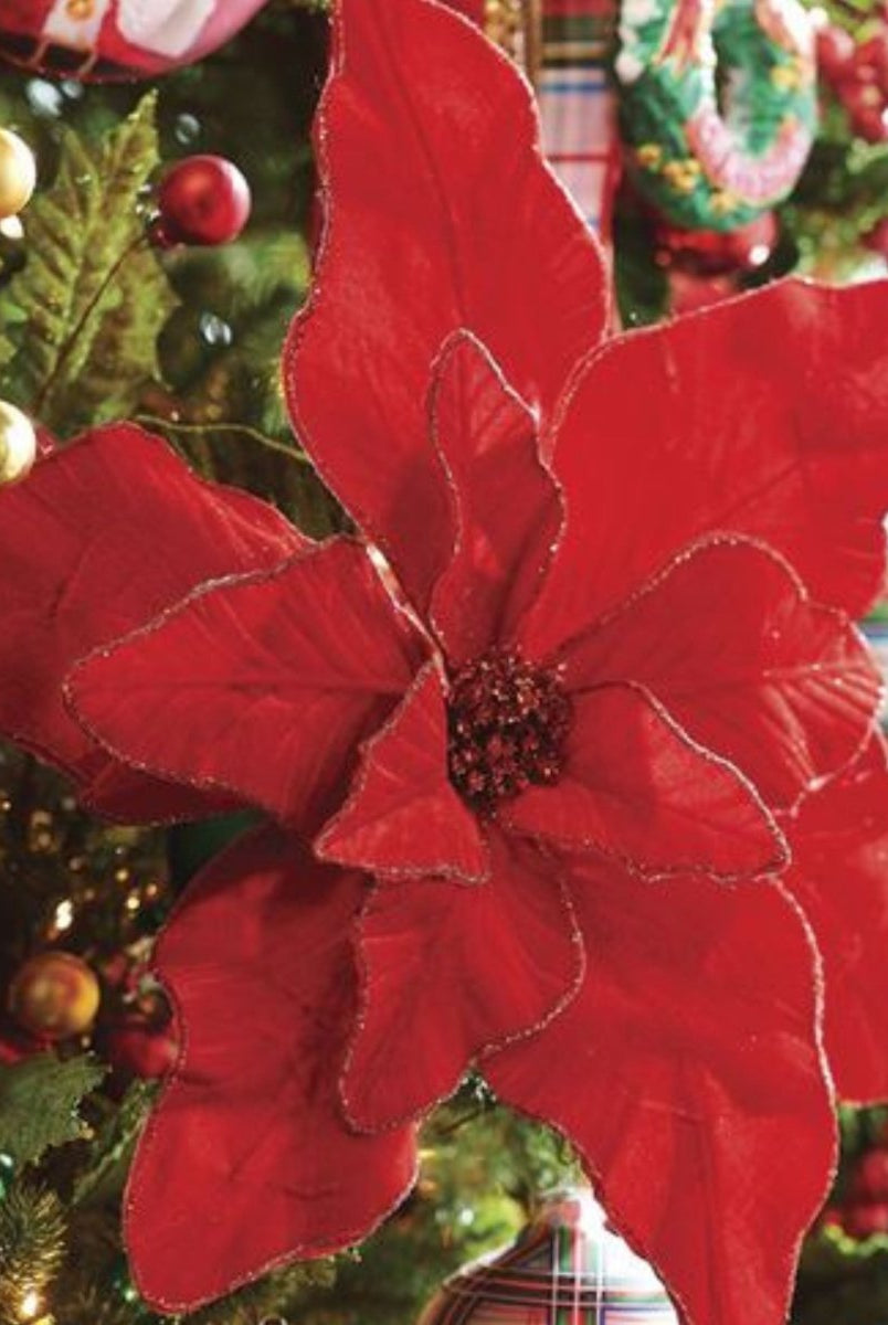 Shop For 32" Red Velvet Poinsettia Stem