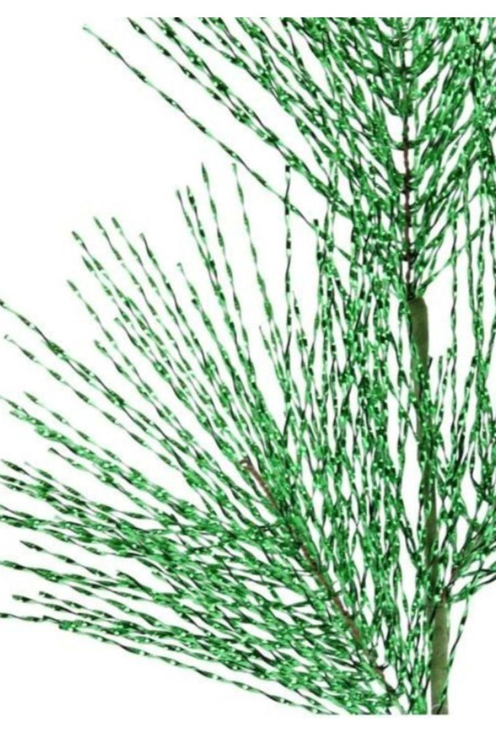 32" Tinsel Grass Spray: Green