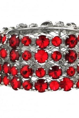 Shop For 3.25 inch Faux Diamond Cuff Ring: Red