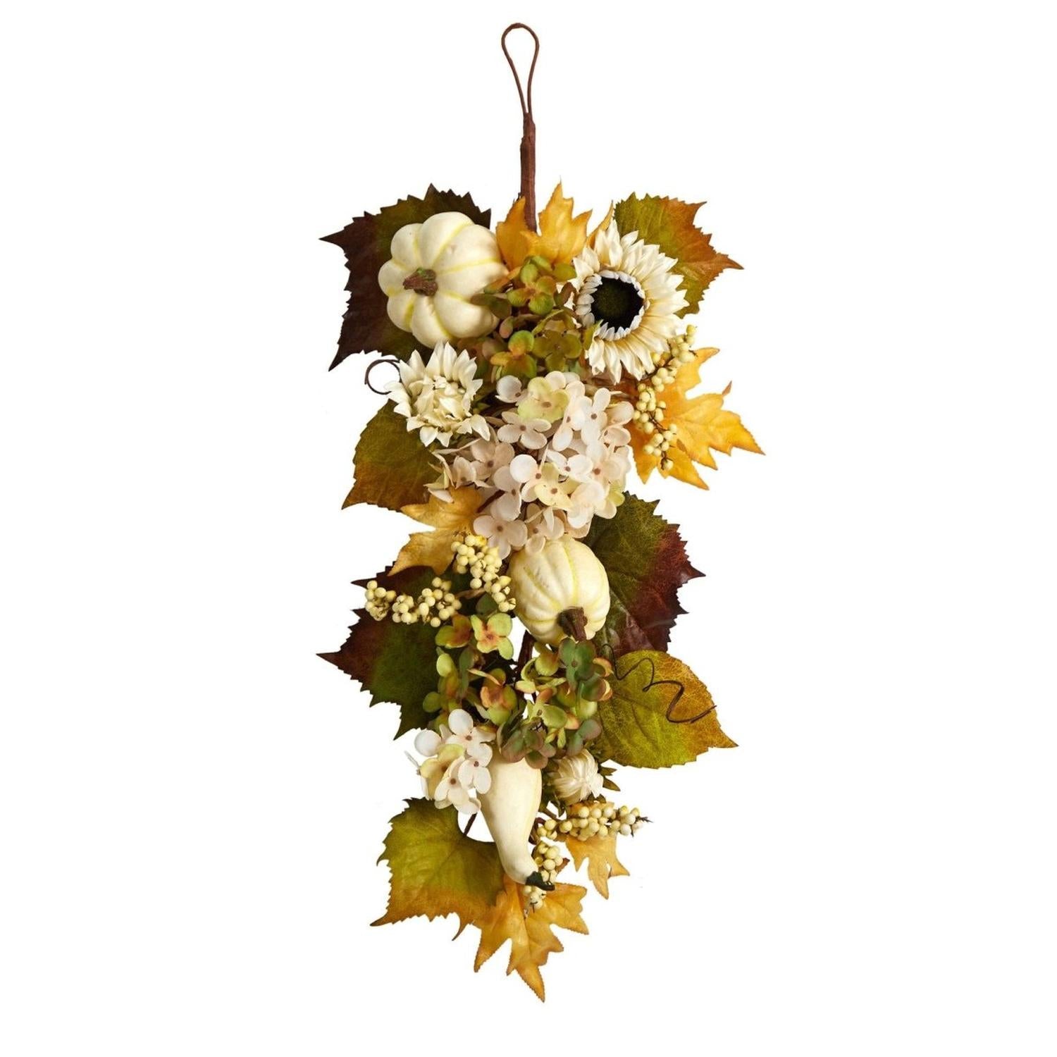 Shop For 33” Fall Sunflower, Hydrangea, Pumpkin Teardrop