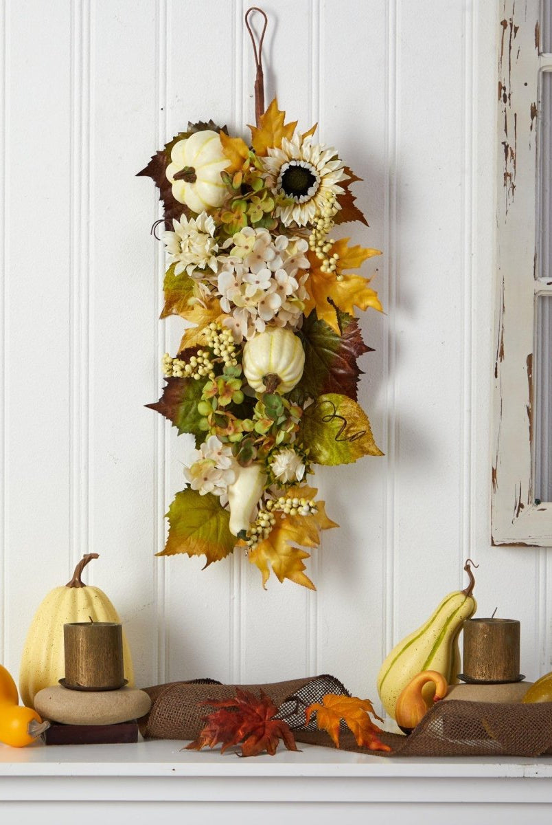 Shop For 33” Fall Sunflower, Hydrangea, Pumpkin Teardrop