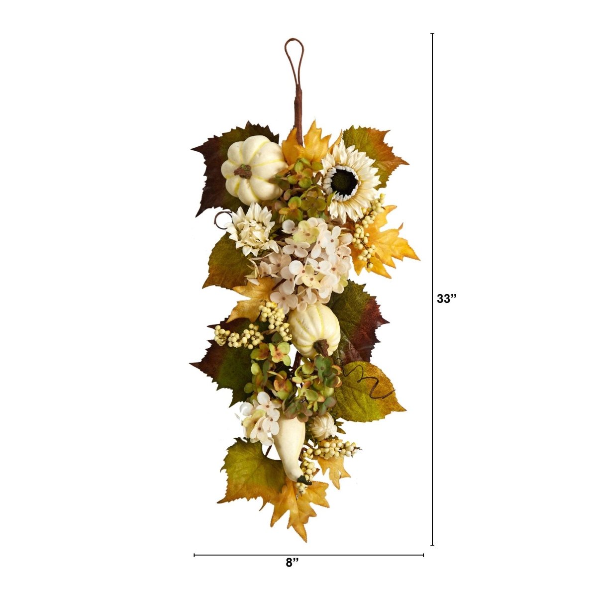Shop For 33” Fall Sunflower, Hydrangea, Pumpkin Teardrop