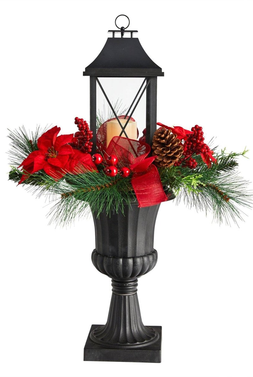 Shop For 33” Holiday Berries and Poinsettia Lantern