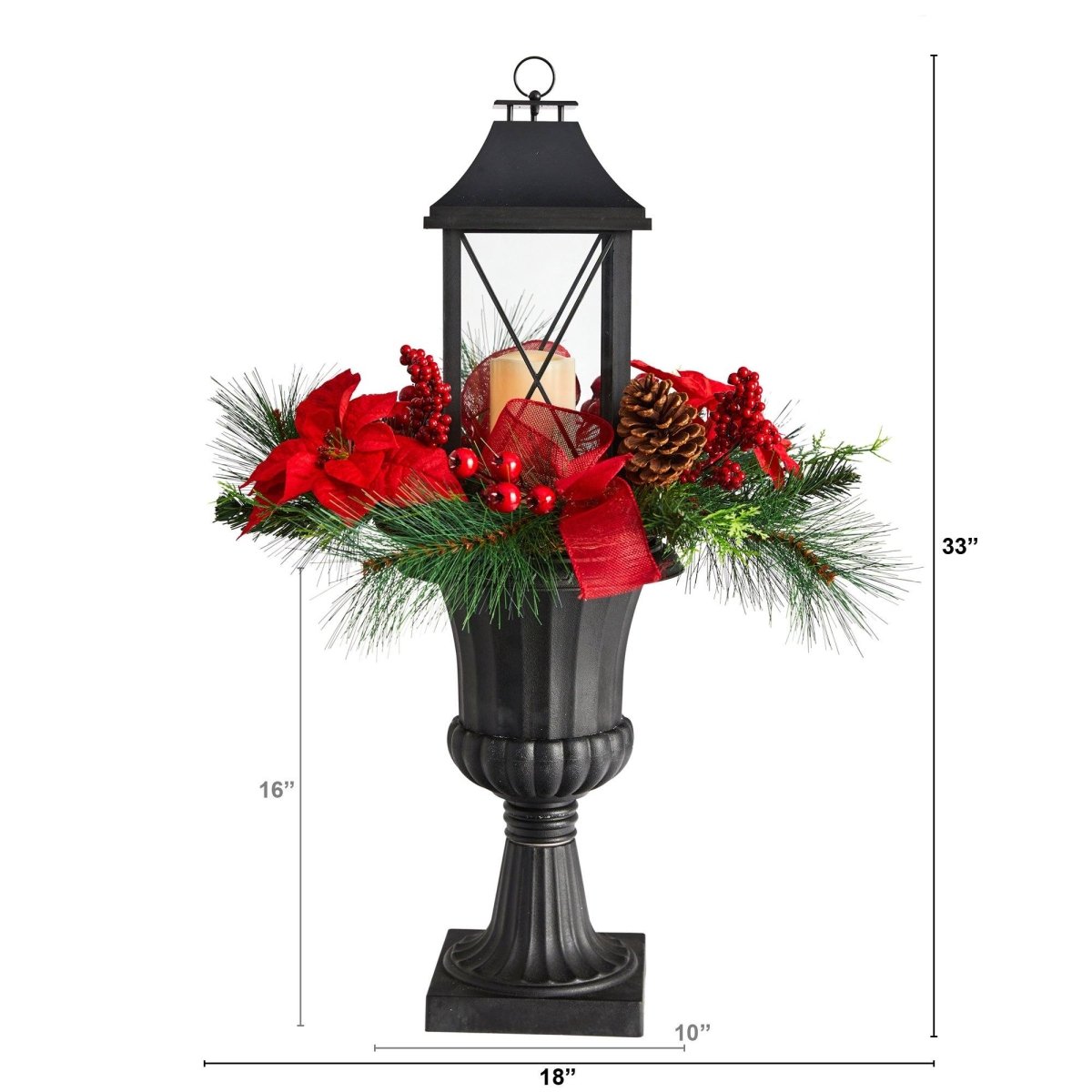 Shop For 33” Holiday Berries and Poinsettia Lantern