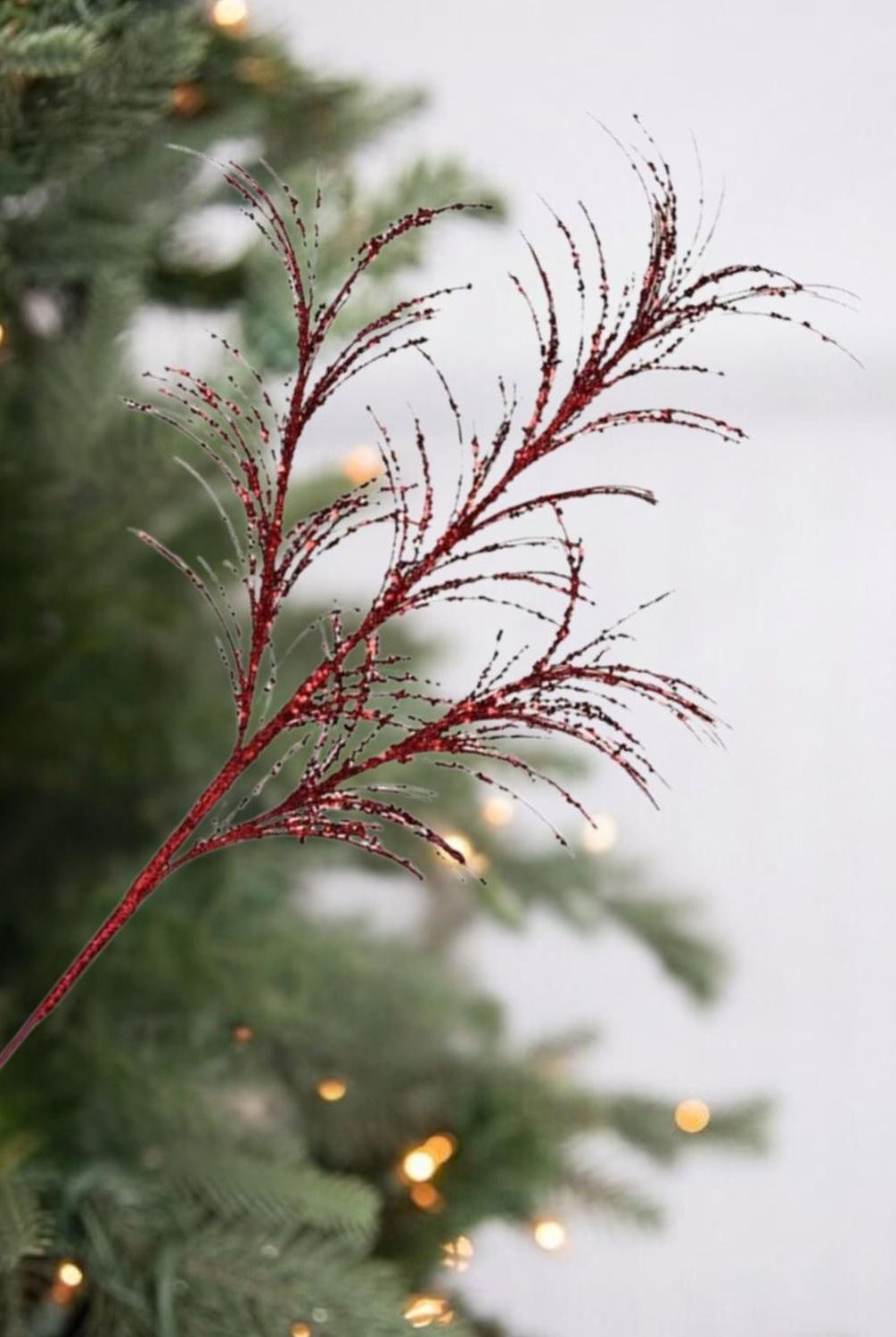 34" Glitter Fishline Grass Spray: Red