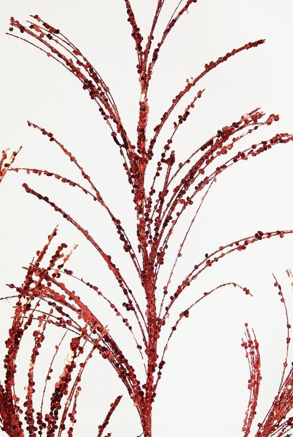 34" Glitter Fishline Grass Spray: Red