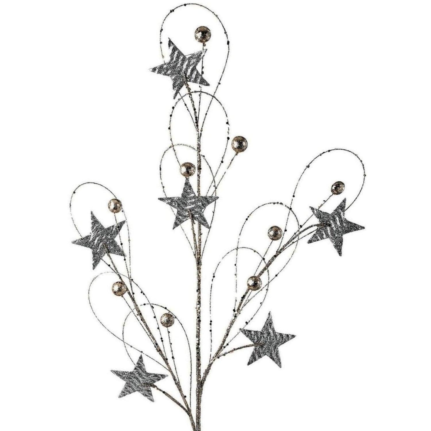 34" Glitter Star Ball Loop Spray: Gold/Silver